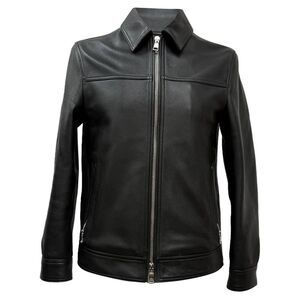 Mr. P. Zipped Coach Jacket in Grained Leather